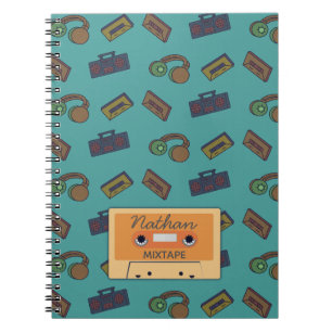 Cuaderno Combinación personalizada de patrón de música retr