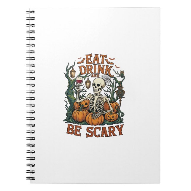 Cuaderno Come Bebé Esqueleto Espeluznante Calabazas de Hall (Frente)