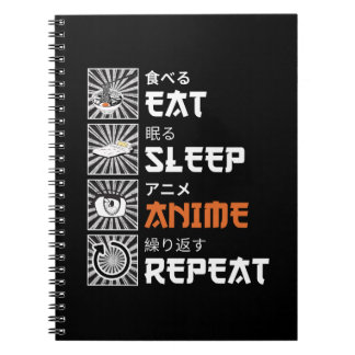 Cuaderno Comer, Dormir, Anime, Repetir / 食 る, 睡 眠, ア メ, Fré