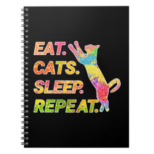 Cuaderno Comer, dormir, gatos, repetir - Colorido amante de