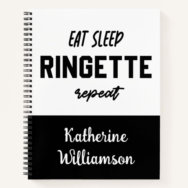 Cuaderno Comer Dormir Ringette Repetir Jugador de Ringette  (Anverso)