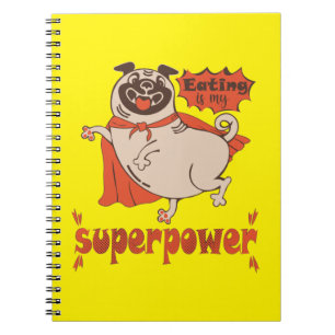 Cuaderno Comer es mi sobrenombre rojo cloak pug estilo cómi
