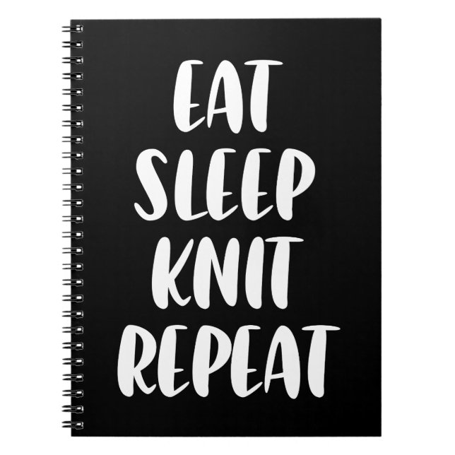 Cuaderno Comer Knit Sleep Repetir bloc de notas negro (Frente)