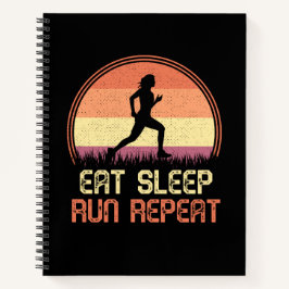 Cuaderno Comer maratón de atleta retro de carreras de sueño