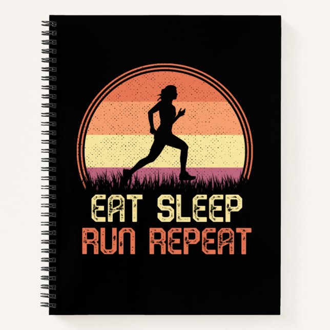 Cuaderno Comer maratón de atleta retro de carreras de sueño (Anverso)