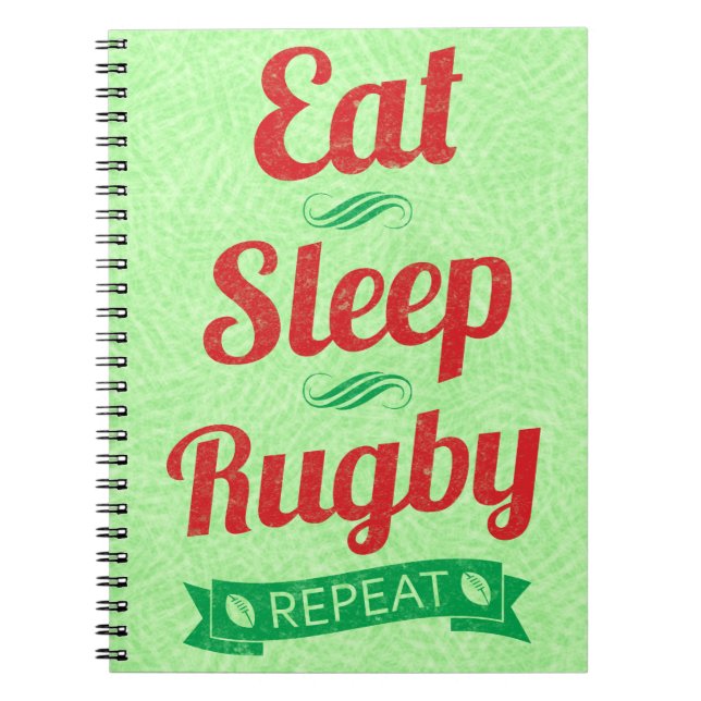 Cuaderno Comer Rugby de Sueño Repetido Notepad (Frente)
