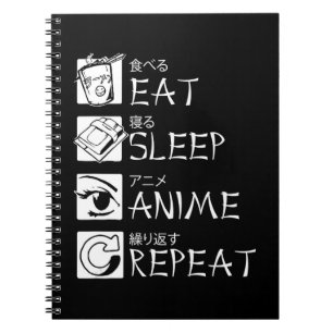 Cuaderno Comer Sleep Anime Repetir Idea de Regalo Cosplayer