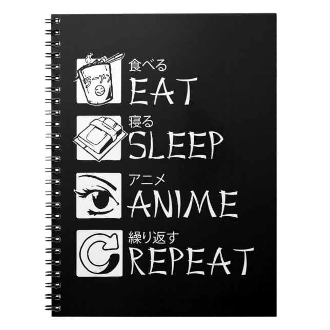 Cuaderno Comer Sleep Anime Repetir Idea de Regalo Cosplayer (Frente)