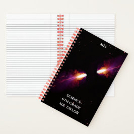 Cuaderno Cometas colisionan colorido espacio cósmico
