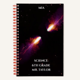 Cuaderno Cometas colisionan colorido espacio cósmico