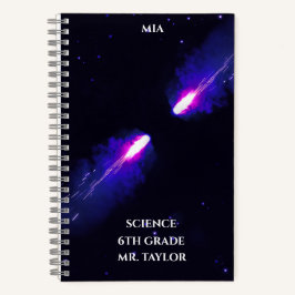 Cuaderno Cometas colisionan con espacio cósmico púrpura