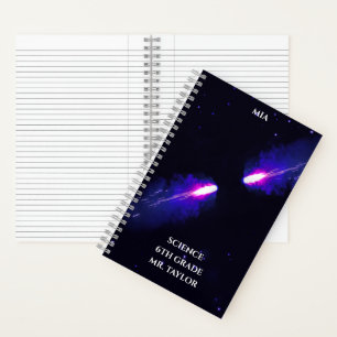 Cuaderno Cometas Colisionan Espacio Cósmico Púrpura