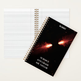 Cuaderno Cometas colisionan naranja Espacio cósmico 
