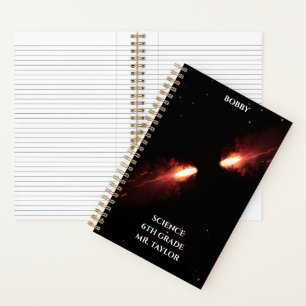 Cuaderno Cometas Colisionan Naranja Espacio Cósmico