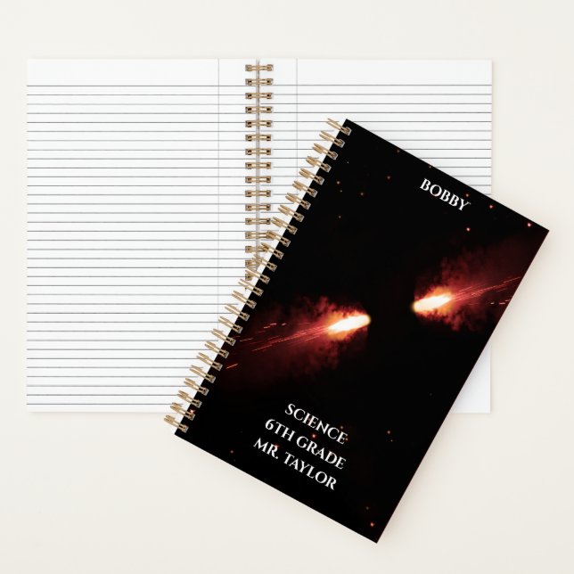 Cuaderno Cometas colisionan naranja Espacio cósmico  (Interior)