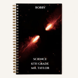 Cuaderno Cometas colisionan naranja Espacio cósmico 