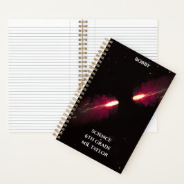 Cuaderno Cometas rojas colisionan espacio cósmico rojo