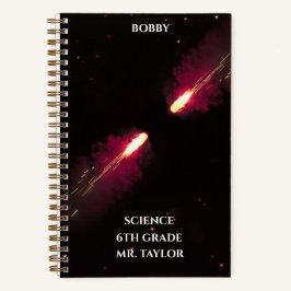 Cuaderno Cometas rojas colisionan espacio cósmico rojo