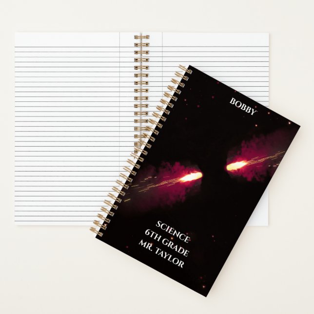 Cuaderno Cometas rojos chocan espacio cósmico rojo (Interior)