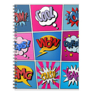 Cuaderno Comic Bubbles Set. Expresiones Bom, Guay, Pow, Oop