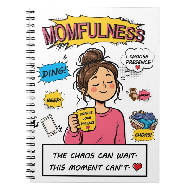 Cuaderno Cómic de Momfulness Arte de cita de mamá conscient (Frente)