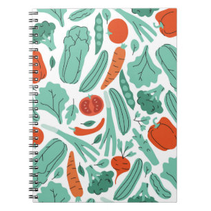 Cuaderno Comida de dibujos animados lindos: patrón de veget