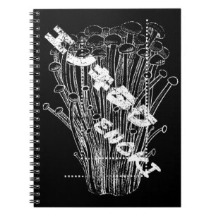 Cuaderno Comida de hongos japoneses con letras Enoki blanca