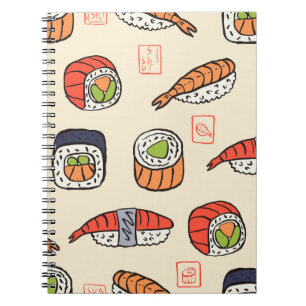 Cuaderno Comida de sushi, diseño de patrones impecable.