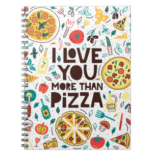 Cuaderno Comida italiana, carta de amor de pizza.