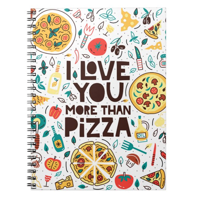 Cuaderno Comida italiana, carta de amor de pizza. (Frente)