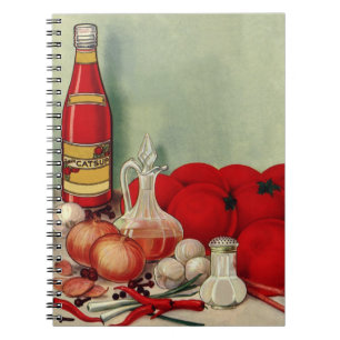 Cuaderno Comida Italiana Vintage Tomates Cebolla Pimientos 