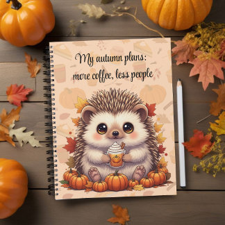 Cuaderno Cómodo portátil para café de otoño de Hedgehog