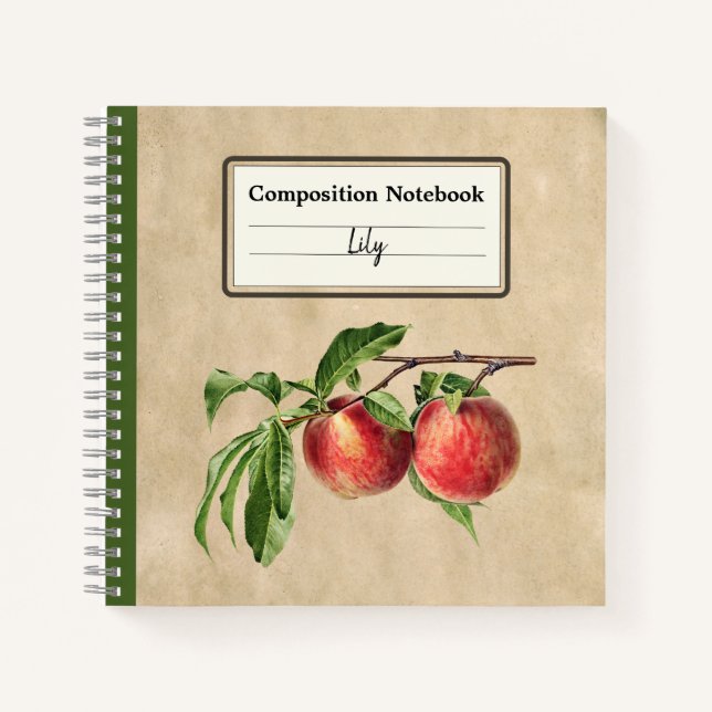 Cuaderno Comp personalizado de Ilustracion de duraznos (Anverso)