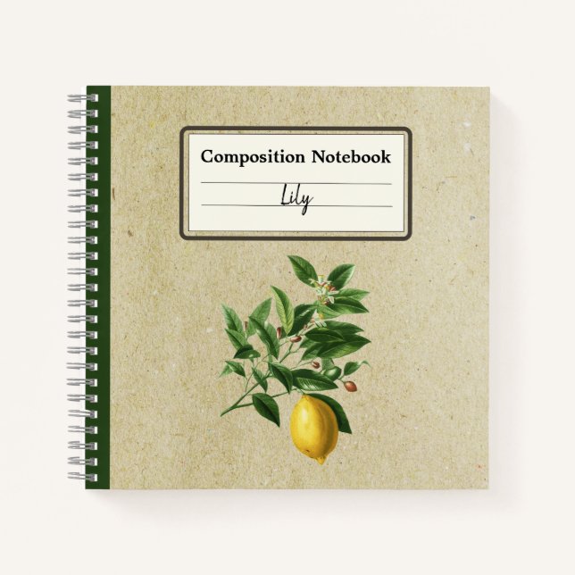 Cuaderno Comp personalizado de Ilustracion de limón cítrico (Anverso)