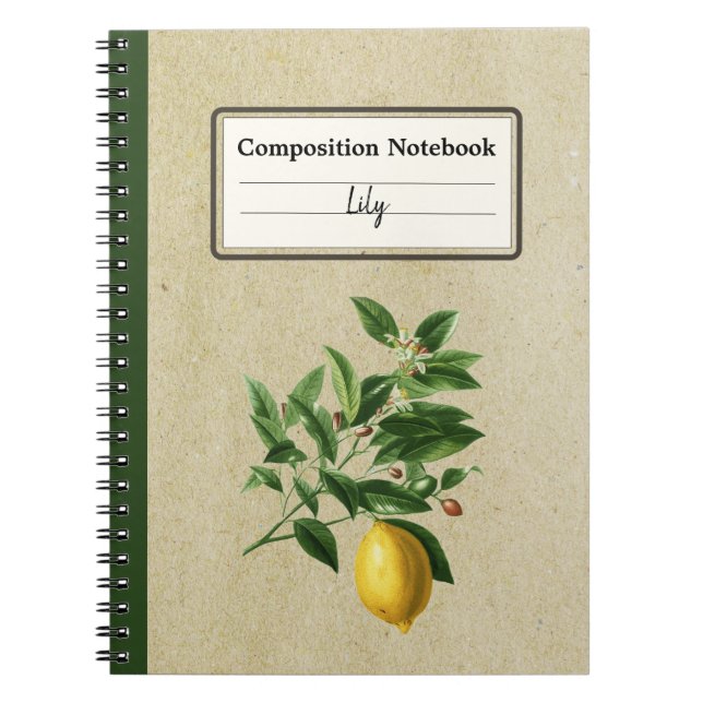 Cuaderno Comp personalizado de Ilustracion de limón cítrico (Frente)