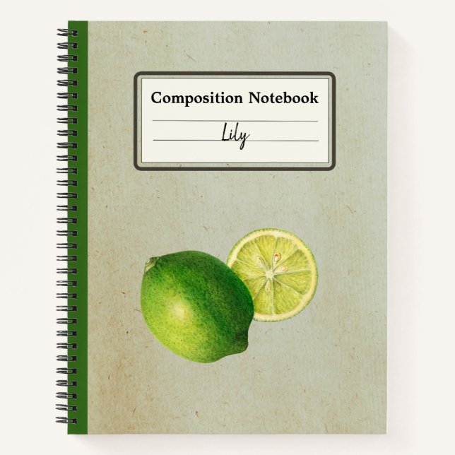 Cuaderno Comp personalizado de Ilustracion de limón verde v (Anverso)