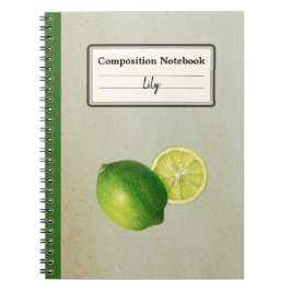 Cuaderno Comp personalizado de Ilustracion de limón verde v