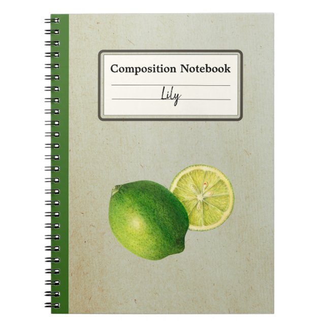 Cuaderno Comp personalizado de Ilustracion de limón verde v (Frente)