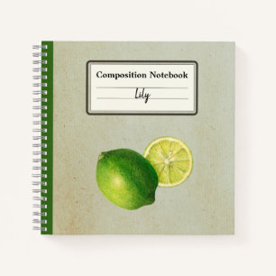 Cuaderno Comp personalizado de Ilustracion de limón verde v