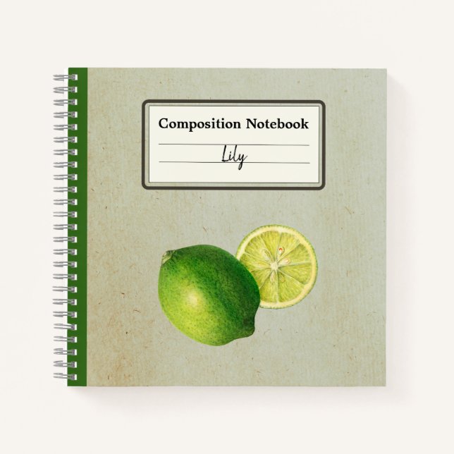 Cuaderno Comp personalizado de Ilustracion de limón verde v (Anverso)