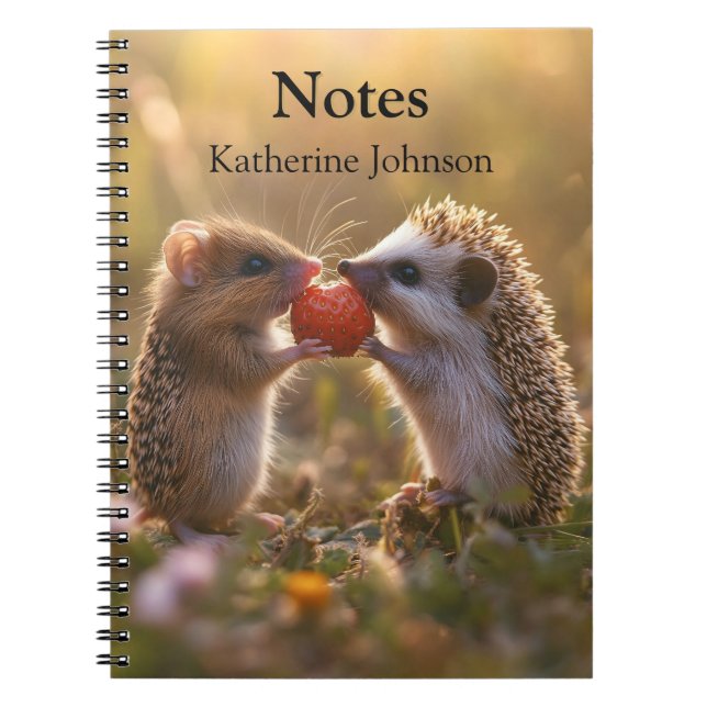 Cuaderno Compartiendo fresa - Adorable Erizo y Ratón (Frente)