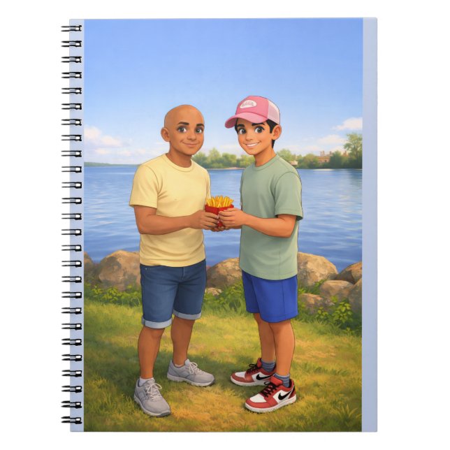 Cuaderno Compartiendo patatas fritas junto al lago (Frente)