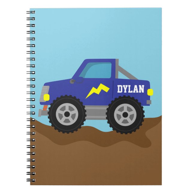 Cuaderno Compitiendo con el monster truck azul, para los (Frente)