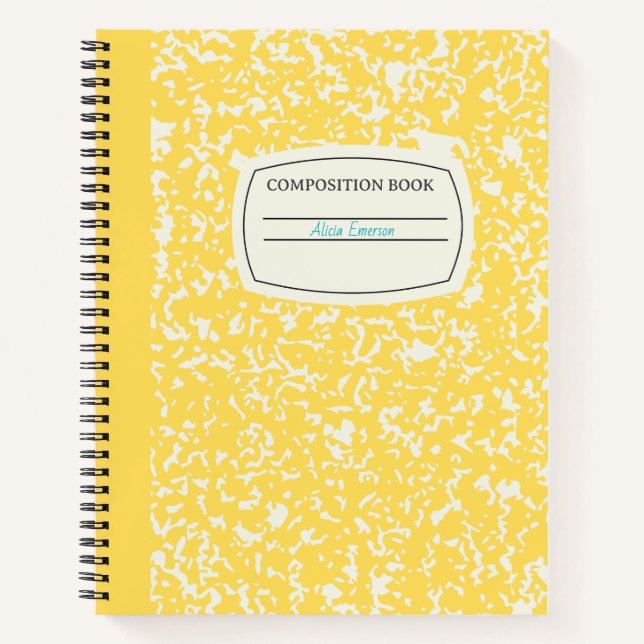 Cuaderno Composición clásica de Personalizable amarillo (Anverso)