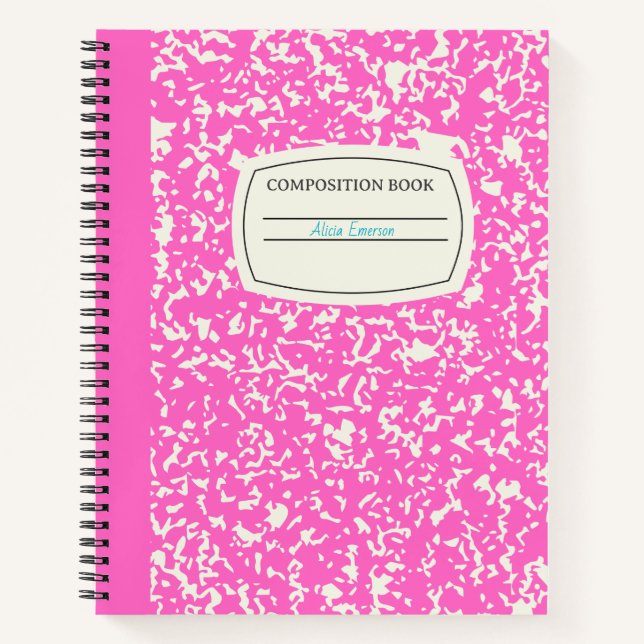 Cuaderno Composición clásica de Personalizable rosado (Anverso)