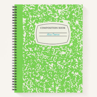 Cuaderno Composición clásica de Personalizable verde brilla