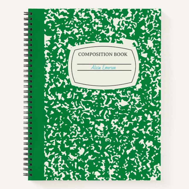 Cuaderno Composición clásica de Personalizable verde oscuro (Anverso)