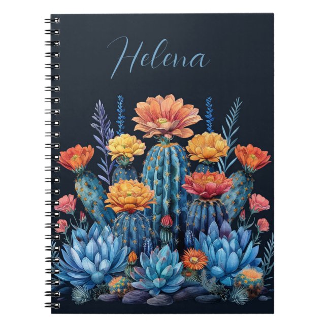 Cuaderno Composición de cactus floridos, suculentos (Frente)