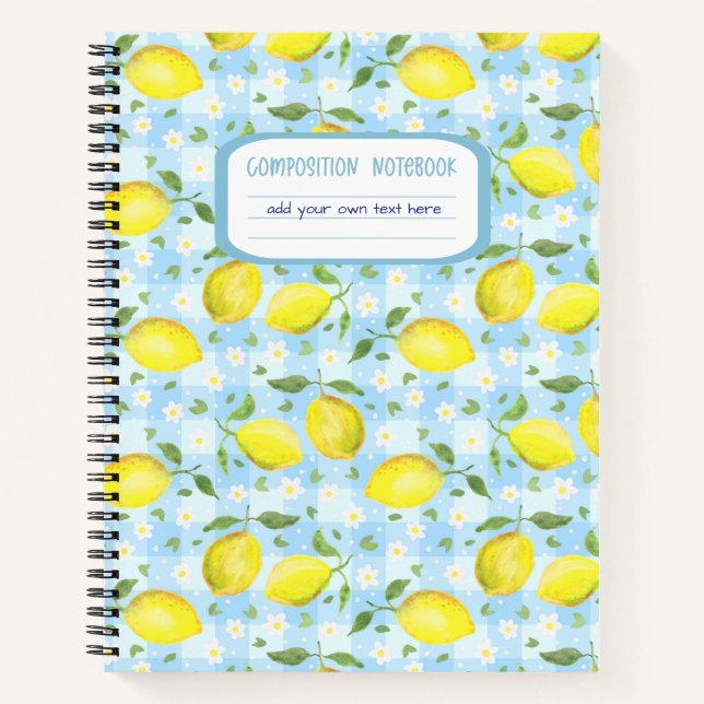 Cuaderno Composición de Cuadro Azul con Limones y Margarita (Anverso)