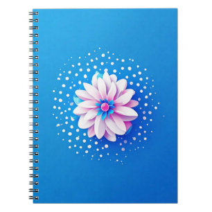 Cuaderno Composición de flores coloridas sobre fondo azul